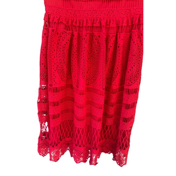 Boohoo Occasion Red Lace Dress Womens UK 12 US 8 - Picture 9 of 12